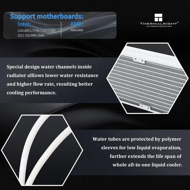 Alt view image 3 of 5 - Thermalright FW360 ARGB BW CPU AIO Cooler,PC 360 Specification Water Cooler System,IPS LCD Screen with 320x240 Resolution,for AM5&Intel LGA1700/1851,CPU Cooler Comes with 2.4-inch LCD Display