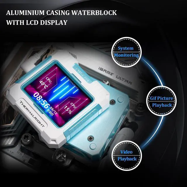 Alt view image 4 of 5 - Thermalright FW360 ARGB BW CPU AIO Cooler,PC 360 Specification Water Cooler System,IPS LCD Screen with 320x240 Resolution,for AM5&Intel LGA1700/1851,CPU Cooler Comes with 2.4-inch LCD Display