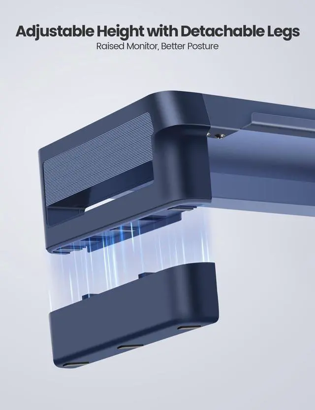 Alt view image 5 of 5 - Vaydeer USB 3.0 Monitor Stand, Metal Height Adjustable Monitor Riser with Hub, Support Fast Charging and Transfer Data, Keyboard and Mouse Storage Desk Organizer for Laptop,Computer,Notebook,MacBook,2
