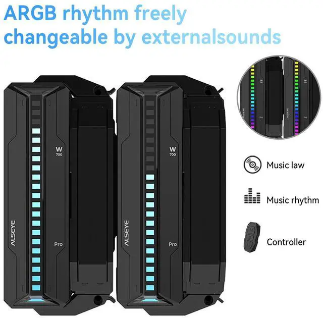 Alt view image 2 of 5 - ALSEYE W700 Pro CPU Cooler Dual-Tower 290W TDP PWM 7 Heat Pipes Copper Bottom Air Cooler ARGB Voice-Activated Synchronized Rhythm Light Cover Koala Fans LGA1700/1200/2011/2066 AM5/AM4 (Black)