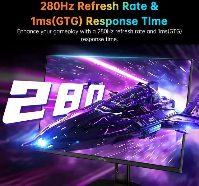 Alt view image 3 of 5 - KTC 27 Inch 280Hz Gaming Monitor, FHD 1080P 240Hz PC Computer Monitor, Fast VA Panel, 1ms GTG, FreeSync G-Sync Compatible, HDR Support, 126% sRGB, HDMI and Displayport Inputs, H27E22P
