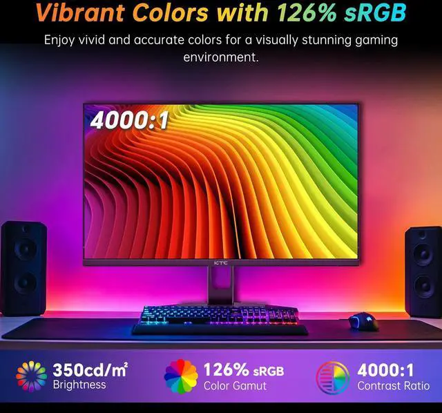 Alt view image 5 of 5 - KTC 27 Inch 280Hz Gaming Monitor, FHD 1080P 240Hz PC Computer Monitor, Fast VA Panel, 1ms GTG, FreeSync G-Sync Compatible, HDR Support, 126% sRGB, HDMI and Displayport Inputs, H27E22P