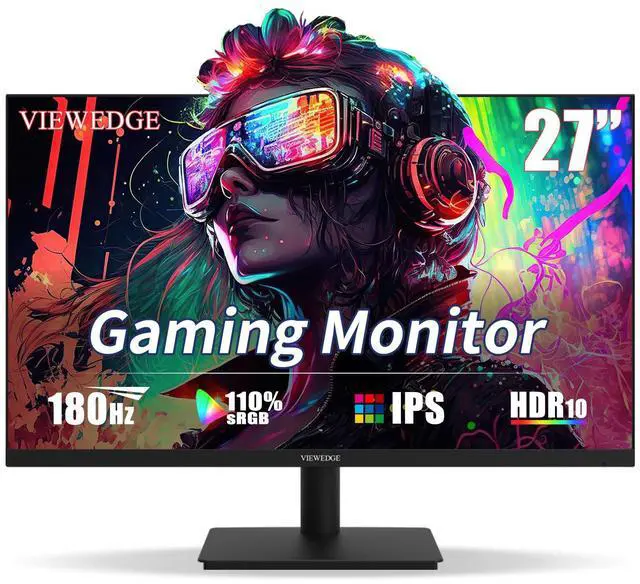 Main image of Viewedge Gaming Monitor 27 inch 180hz (Supports 144hz/165hz) 1ms, 110% sRGB with HDR 10 | 1080p Monitor IPS Screen, DP HDMI Monitor, Built-in Speakers, Support Freesync and Wall Mount