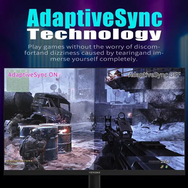 Alt view image 4 of 5 - Viewedge Gaming Monitor 27 inch 180hz (Supports 144hz/165hz) 1ms, 110% sRGB with HDR 10 | 1080p Monitor IPS Screen, DP HDMI Monitor, Built-in Speakers, Support Freesync and Wall Mount