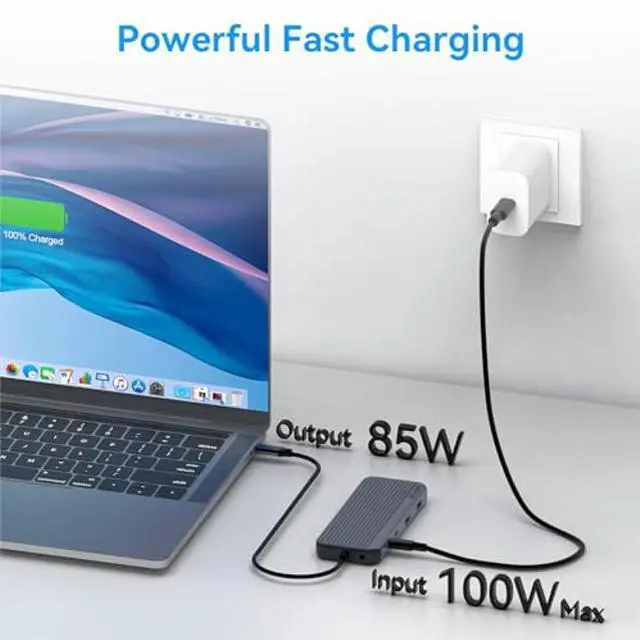 Alt view image 5 of 5 - USB C Docking Station 3 HDMI, 12 in 1 Docking Station Triple Display, Docking Station Dual Monitor, Laptop Docking Station 3 HDMI with 10 Gbps, Ethernet, USB A/C 3.1, USB 2.0, 100W PD, Audio & Mic, SD