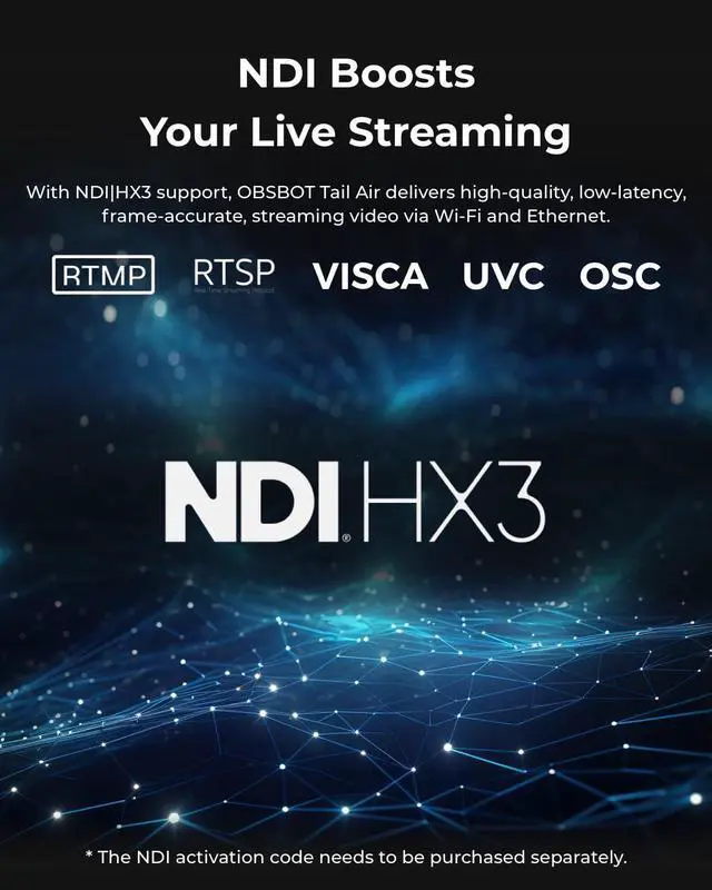 Alt view image 3 of 5 - OBSBOT Tail Air NDI Streaming Camera 4K, AI Tracking PTZ Camera with Intelligent APP, Gesture Control, HDMI/USB-C/Wireless Webcam, Video Camera Live Stream for YouTube, Chruch, Worship, Creator, etc.