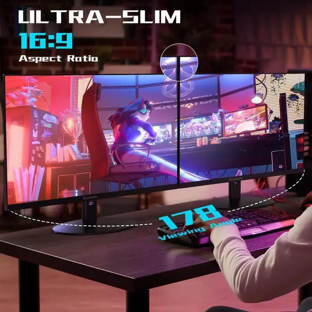 Alt view image 4 of 5 - XGaming 27 Inch Monitor, FHD 1080P 100Hz Frameless Computer Display Adaptive Sync, Low Blue Light Eye Care, HDMI VGA, VESA, Tilt Adjustable, 1920 * 1080