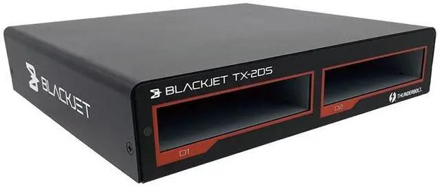 Main image of BLACKJET TX-2DS Thunderbolt 3 Cinema 2-Bay Dock System, Rack Kit, Pro Video Post, YouTube, DIT, Workflow, Edit, NVMe, Thunderbolt 4 or USB4 Supported, Studio, Offload, mac Mini, Photo, Apple, Modular