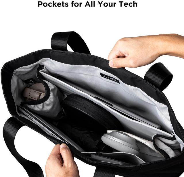 Alt view image 4 of 5 - ALPAKA Elements Tote (L) Black/Grey - Spacious Interior Tote Bag with Foldable,Laptop Sleeve,Slip Pockets,Casual Use,Self Standing,Magnetic Front & Main Storage,Weatherproof Fabric,Carabiner Loops