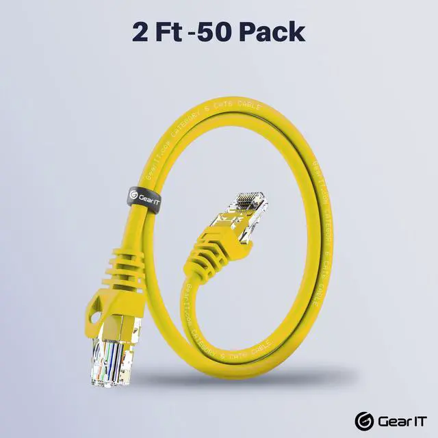 Alt view image 2 of 5 - GearIT 2 ft Cat6 Ethernet Cable - Yellow, Cat6 Patch Cable for Network & Internet