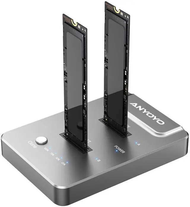 Main image of ANYOYO M.2 Duplicator Dual-Bay Offline Clone,USB C to NVME Docking Station M.2 Reader Tool-Free 20Gbps,USB3.2 Gen 2X2 to SSD cloner for M.2 SSD M Key Hard Drives Enclosure