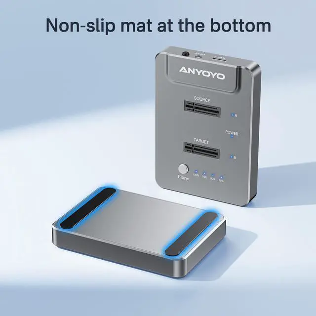 Alt view image 4 of 5 - ANYOYO M.2 Duplicator Dual-Bay Offline Clone,USB C to NVME Docking Station M.2 Reader Tool-Free 20Gbps,USB3.2 Gen 2X2 to SSD cloner for M.2 SSD M Key Hard Drives Enclosure