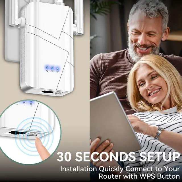Alt view image 3 of 5 - 2025 WiFi Extender Signal Booster - up to 10000 sq.ft Coverage, Wireless Booster - Long Range Internet Repeater, WiFi Booster and Signal Amplifier w/Ethernet Port, 1-Tap Setup