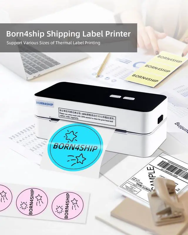 Alt view image 2 of 5 - BORN4SHIP Shipping Label Printer, USB Label Printer for Small Business & Package, Support Windows&Mac, Compatible with USPS Shopify Ebay Etsy (USB Only)