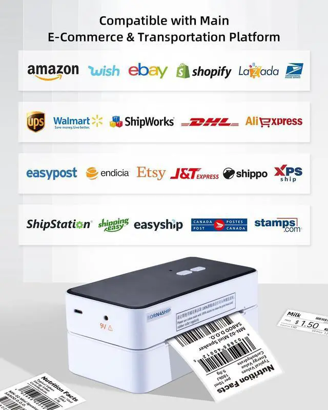 Alt view image 3 of 5 - BORN4SHIP Shipping Label Printer, USB Label Printer for Small Business & Package, Support Windows&Mac, Compatible with USPS Shopify Ebay Etsy (USB Only)