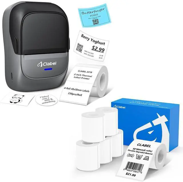Main image of CLABEL Label Maker Machine with Tape 221B Inkless Label Printer Include 6 Rolls 50 * 80mm Labels Paper Handheld Barcode Printer for Retail School Office Organization Label Makers with APP Gray