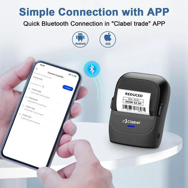 Alt view image 2 of 5 - CLABEL Label Maker Machine with Tape 221B Inkless Label Printer Include 6 Rolls 50 * 80mm Labels Paper Handheld Barcode Printer for Retail School Office Organization Label Makers with APP Gray