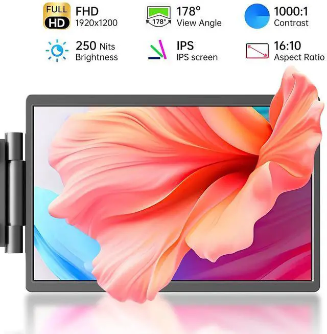 Alt view image 2 of 5 - ForHelp 14' FHD 1200P IPS Portable Laptop Screen Single Right Side Expandable Monitor, Designed for 13-17' Laptops USB-C, HDMI Interface. Compatible Devices PC, Mac, Windows, Android, Switch and PS5