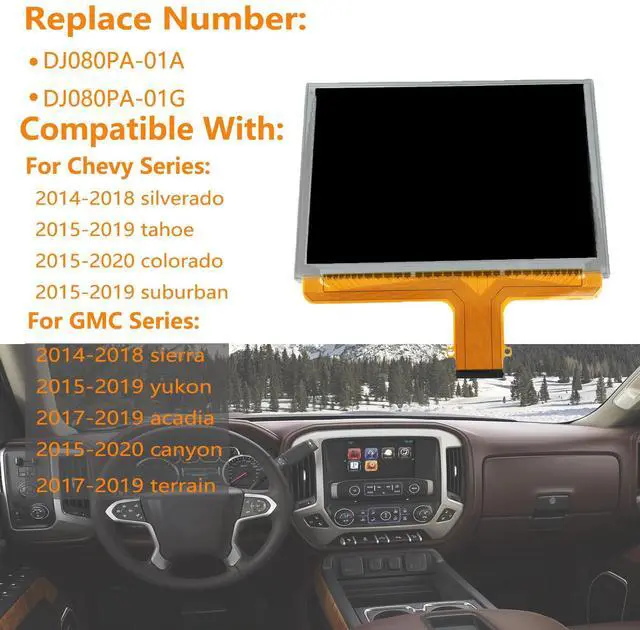 Alt view image 2 of 5 - DJ080PA-01A 8" Touch Screen Radio Digitizer LCD Monitor Navigation for Chevy Silverado Tahoe Colorado Suburban, for GMC Sierra Yukon Canyon Terrian 2015 2016 2017 2018 55 Pin Mylink TouchScreen Radio