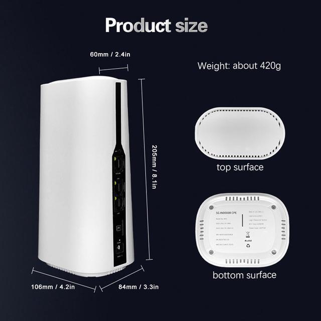 Alt view image 4 of 5 - 5G CPE Router, 2.4G 5.8G Dual Band Cordless 5G Router with SIM Card Slot, Support 64 Users, Portable 5G NR NSA SA Cordless Internet Router for Home Office (US Plug)