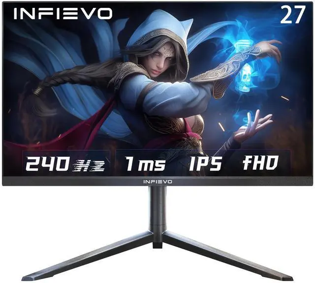 Main image of INFIEVO Gaming Monitor 27 Inch FHD 1080P Computer Monitor 240Hz IPS 1ms, FreeSync, Ultra-Thin PC Monitor, VESA Compatible, Liftable and Pivotable Stand, HDMI/DP X2, Eye Care, Built-in Speakers