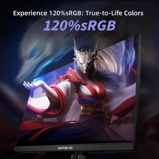 Alt view image 4 of 5 - INFIEVO Gaming Monitor 27 Inch FHD 1080P Computer Monitor 240Hz IPS 1ms, FreeSync, Ultra-Thin PC Monitor, VESA Compatible, Liftable and Pivotable Stand, HDMI/DP X2, Eye Care, Built-in Speakers