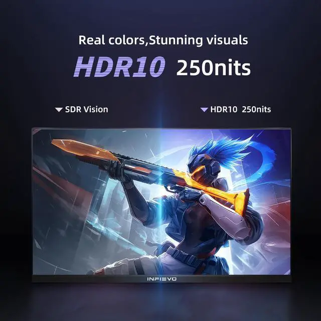 Alt view image 5 of 5 - INFIEVO Gaming Monitor 27 Inch FHD 1080P Computer Monitor 240Hz IPS 1ms, FreeSync, Ultra-Thin PC Monitor, VESA Compatible, Liftable and Pivotable Stand, HDMI/DP X2, Eye Care, Built-in Speakers