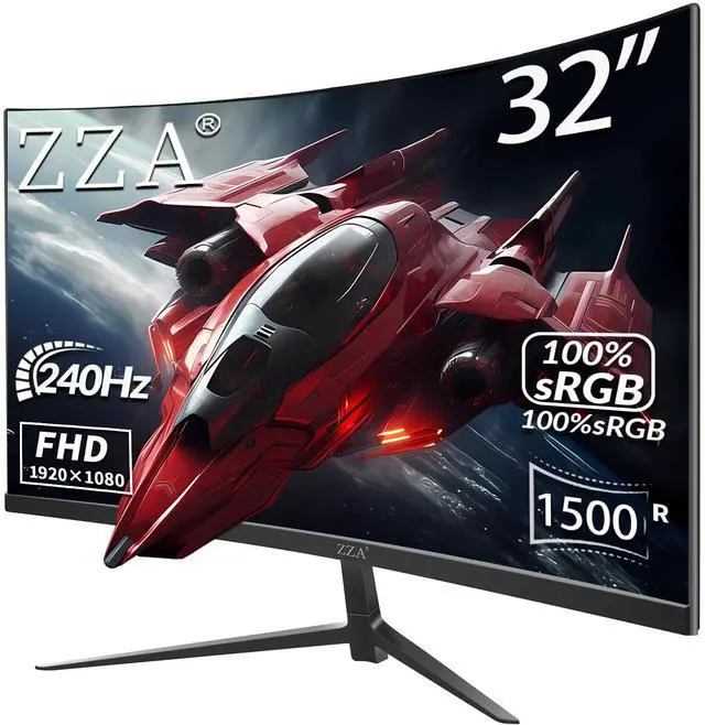Main image of ZZA 32" 1K HDR Gaming Curved Monitor - FHD (1920x1080), 240Hz,1500R, 1ms, Extreme Low Motion Blur, FreeSync Premium, VESA Mountable, DisplayPort, HDMI