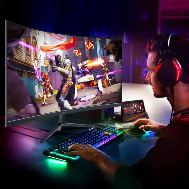Alt view image 5 of 5 - ZZA 32" 1K HDR Gaming Curved Monitor - FHD (1920x1080), 240Hz,1500R, 1ms, Extreme Low Motion Blur, FreeSync Premium, VESA Mountable, DisplayPort, HDMI
