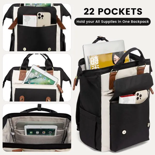 Alt view image 2 of 5 - LOVEVOOK Extra Large Travel Laptop Backpack for Women, 18 Inch Work Backpack Purse, Teacher Business Computer Bag Weekender Backpack with Luggage Strap, Doctor Nurse Bags College Backpack