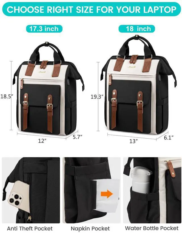 Alt view image 4 of 5 - LOVEVOOK Extra Large Travel Laptop Backpack for Women, 18 Inch Work Backpack Purse, Teacher Business Computer Bag Weekender Backpack with Luggage Strap, Doctor Nurse Bags College Backpack