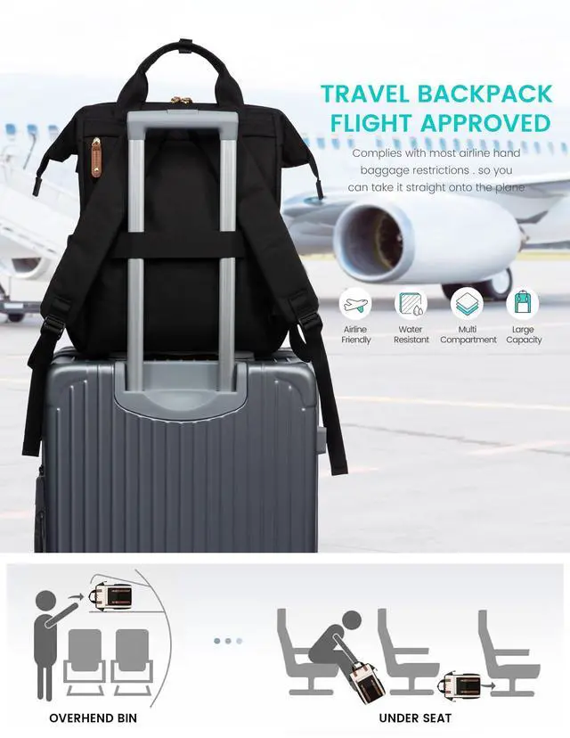 Alt view image 5 of 5 - LOVEVOOK Extra Large Travel Laptop Backpack for Women, 18 Inch Work Backpack Purse, Teacher Business Computer Bag Weekender Backpack with Luggage Strap, Doctor Nurse Bags College Backpack