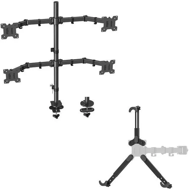 Main image of MOUNT PRO Quad Monitor Stand, 4 Monitor Mount for 13 to 27 inch Computer Screens, Hold up to 17.6lbs Each and Universal Non-VESA Monitor Mount Adapter