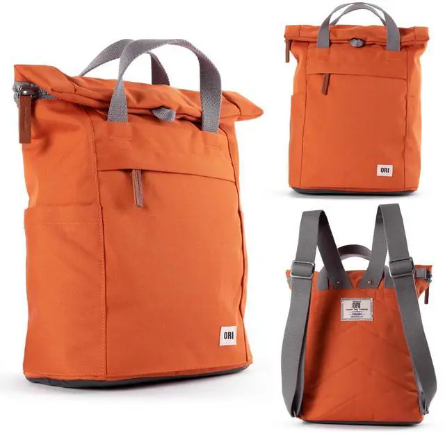 Main image of ORI LONDON Rolltop Backpack - Small Travel Backpack with Lots of Pockets for Men & Women - The Finchley, Atomic Orange