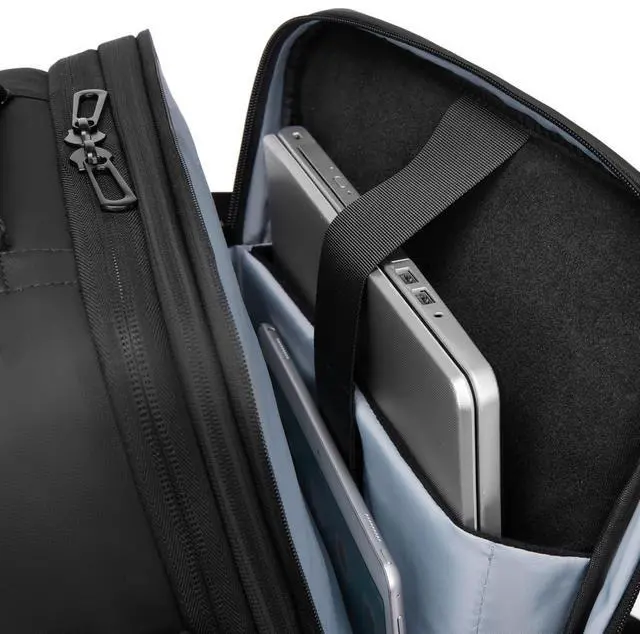 Alt view image 4 of 5 - POIXM Expandable Travel Backpack for Men, Water-Resistant Business Backpack with USB Charging Port, Airline Approved Laptop Backpack, 45L Capacity, Fits 17.3" Laptop, for Work, Travel & Daily Use