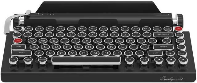 Main image of QWERKYTOYS Qwerkywriter Typewriter Inspired Retro Mechanical Wired & Wireless Keyboard with Tablet Stand