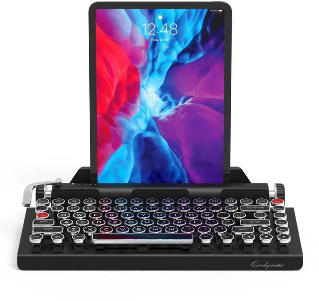 Alt view image 3 of 5 - QWERKYTOYS Qwerkywriter Typewriter Inspired Retro Mechanical Wired & Wireless Keyboard with Tablet Stand