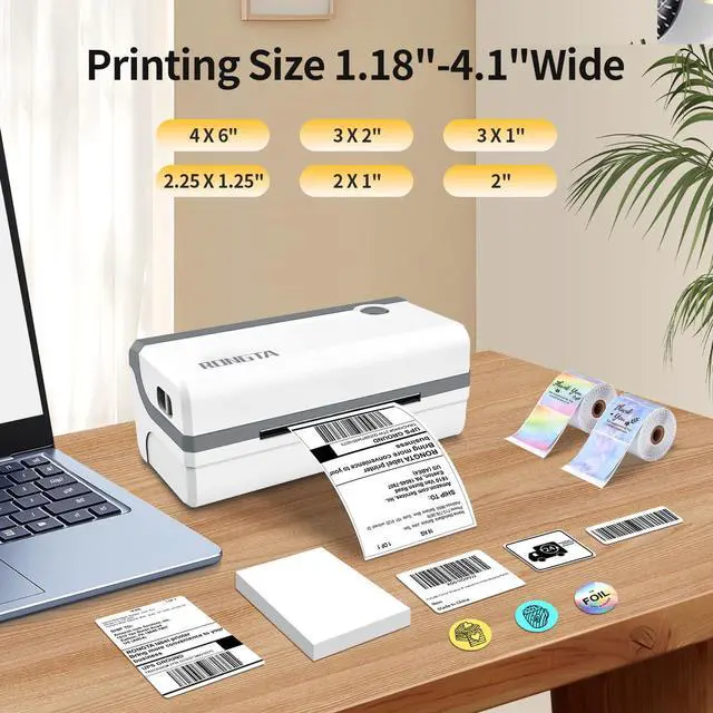 Alt view image 3 of 5 - Rongta Bluetooth Thermal Label Printer, Wireless Shipping Label Printer,4x6 Sticker for Small Business, Support Android, iPhone and Windows and Mac OS(Bluetooth+USB)