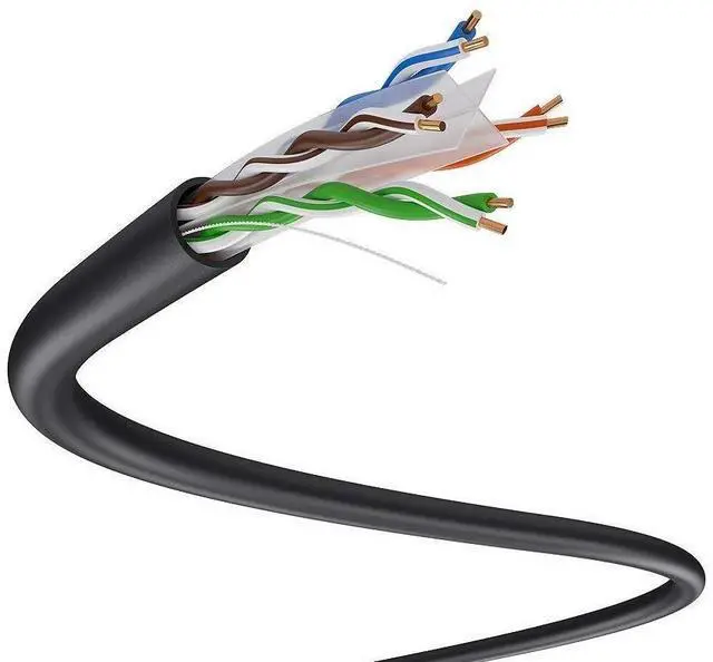 Alt view image 2 of 5 - Dripstone 1000ft CAT6 Outdoor Direct Burial Solid Cable 23AWG Waterproof Wire HDPE Insulated Polyethylene (PE) for Indoor/Outdoor Installations, Black