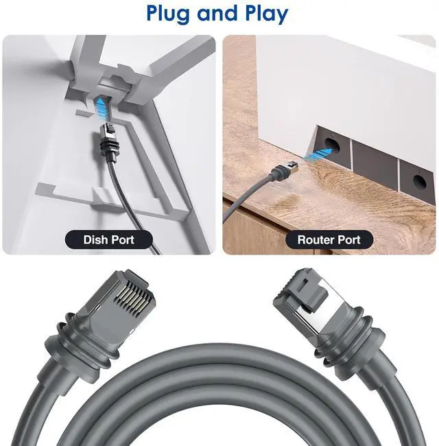 Alt view image 4 of 5 - SEMTION Starlink Gen 3 Cable 100FT/30M Replace Extension Cable for Starlink Standard Actuated Gen 3 and Starlink Rectangular Satellite V3