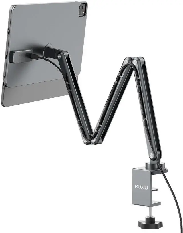 Main image of KU XIU [Upgrade] Magnetic Wireless Charging Stand for iPad Pro 12.9, iPad Air 13 M2 Only, Aluminum Alloy Arm Mount with 2M Cable, Foldable Adjustable Tablet Holder for iPad Pro 12.9 3rd/4th/5th/6th