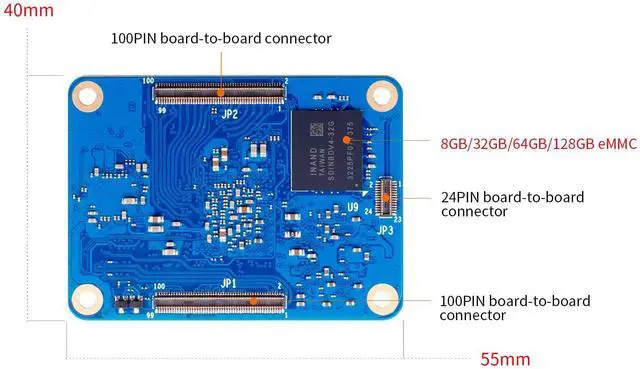 Alt view image 4 of 5 - Orange Pi CM4 8G64GB RK3566 Quad Core 64 Bit Single Board Computer, Compute Module 4 with 64GB eMMC 1.8 GHz Frequency Wi-Fi & Bluetooth 5.0 Integrated RKNN NPU AI Accelerator (CM4 8G64G)
