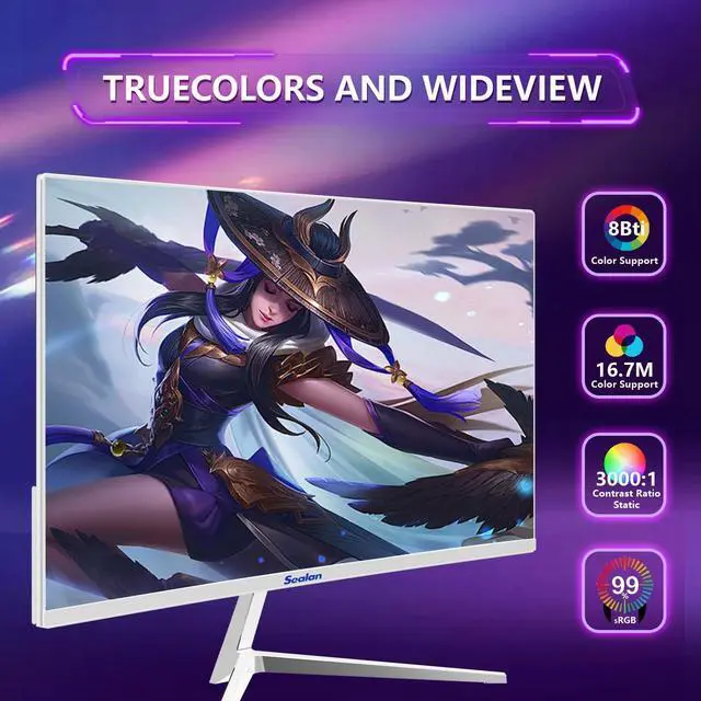 Alt view image 4 of 5 - Sealan 24 inch Computer Gaming Monitor 75Hz Refresh Rate 16:9 Aspect Ratio Ergonomic Tilt & VESA Compatible - Home Office Sync FHD 1920x1080p Visual Experience for Work & Play