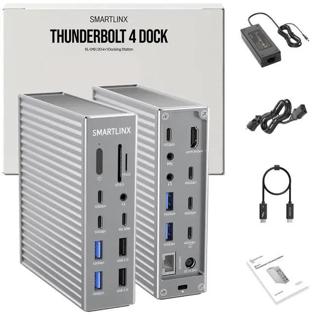 Main image of Thunderbolt 4 Dock USB-A/C - 21 Ports MacBook Pro Docking Station Dual Monitor - 40Gbps, 90W Charging, 8K/4K Displays - Compatible with Windows 10/11, Mac OS 10.2 & Above, Dell/HP/Lenovo Laptops