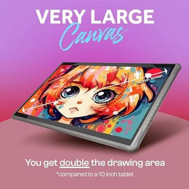 Alt view image 2 of 5 - X14 Largest Standalone Drawing Tablet * PicassoTab * No Computer Needed * Pro Drawing Apps & Tutorials * 14 Inch Screen * Stylus Pen * Portable * Best Gift for a Digital Graphic Artist * PCX14