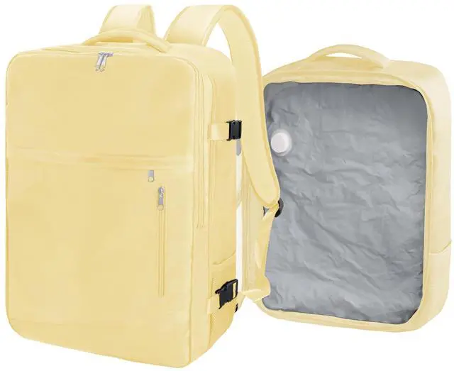 Main image of SUOCO Travel Vacuum Backpack, 60L Seal Compression Air Vac Bag Back Pack with Travel Pump, Carry On Suitcase Luggage Flight Approved for Men Women Personal Item, Beige