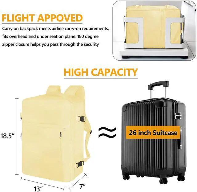 Alt view image 3 of 5 - SUOCO Travel Vacuum Backpack, 60L Seal Compression Air Vac Bag Back Pack with Travel Pump, Carry On Suitcase Luggage Flight Approved for Men Women Personal Item, Beige