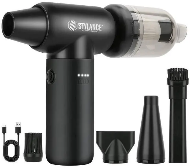 Main image of Compressed Air Duster - Barber Blower, Electric Duster, 3 Gear Mini Portable Jet Dry Air Blower, Cordless Vacuum Cleaner, for PC, Office,Salon, Fan, Laptop, Keyboard, Car (Black)