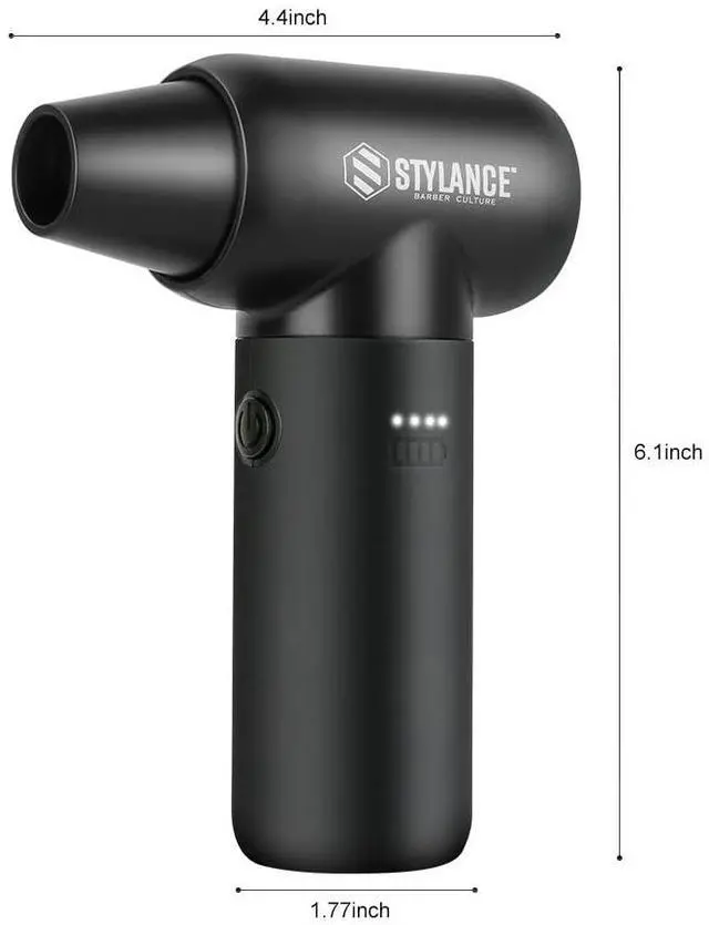 Alt view image 4 of 5 - Compressed Air Duster - Barber Blower, Electric Duster, 3 Gear Mini Portable Jet Dry Air Blower, Cordless Vacuum Cleaner, for PC, Office,Salon, Fan, Laptop, Keyboard, Car (Black)