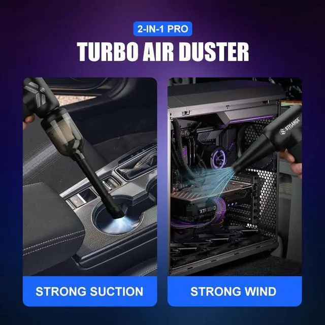 Alt view image 5 of 5 - Compressed Air Duster - Barber Blower, Electric Duster, 3 Gear Mini Portable Jet Dry Air Blower, Cordless Vacuum Cleaner, for PC, Office,Salon, Fan, Laptop, Keyboard, Car (Black)